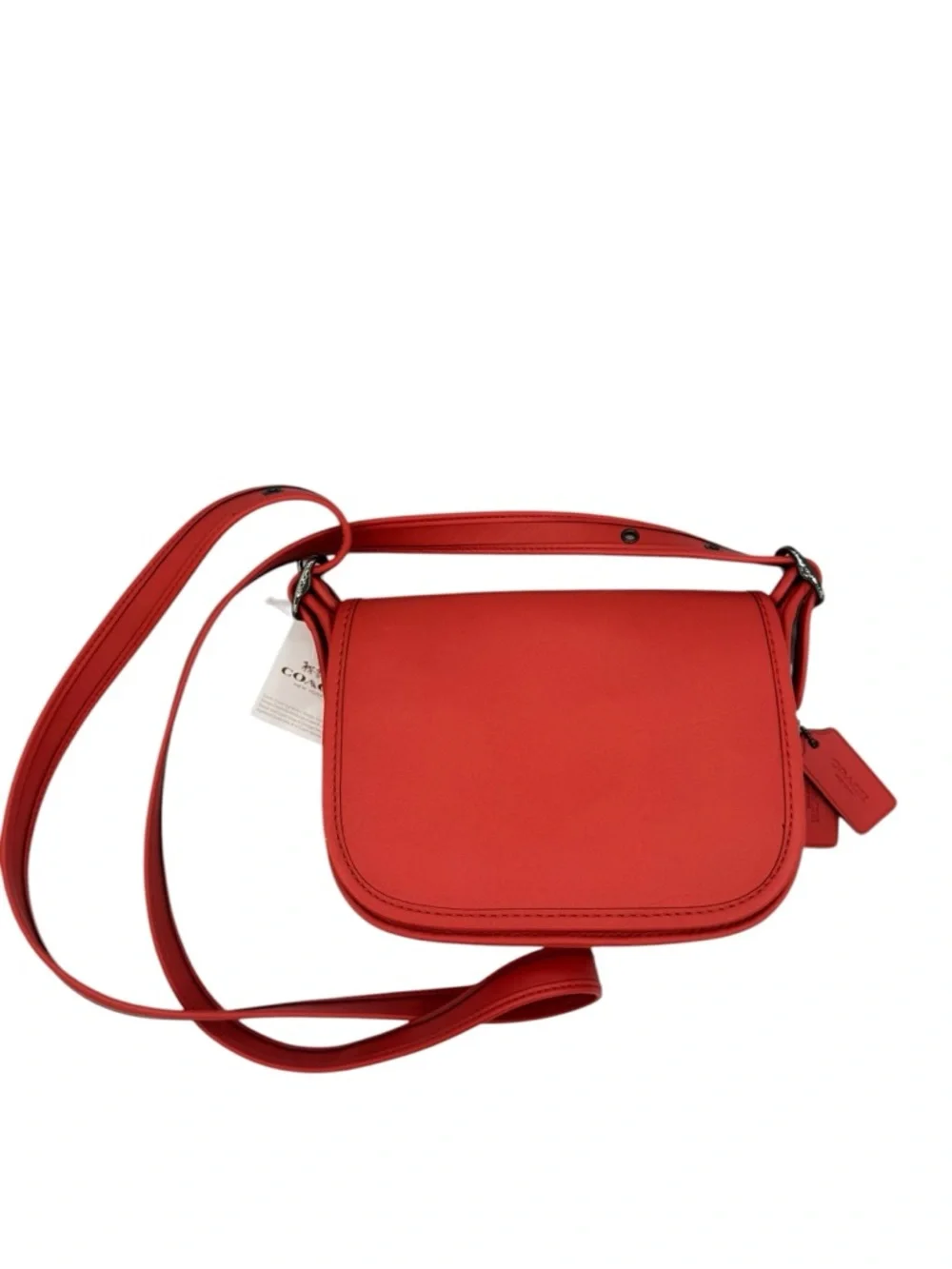 NEW Coach Saddle Bag Glovetanned Leather Deep Coral - Picture 4 of 11